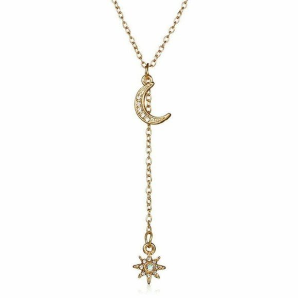 Nigth and Day Star Moon Gold " Stellar" Necklace - Picture 3 of 6